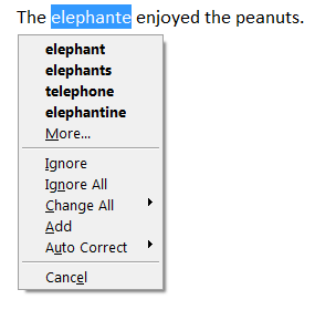 Menu Based Spell Check